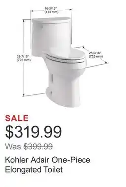 Costco Kohler Adair One-Piece Elongated Toilet offer