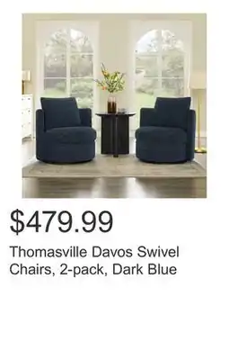 Costco Thomasville Davos Swivel Chairs, 2-pack, Dark Blue offer