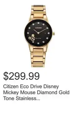 Costco Citizen Eco Drive Disney Mickey Mouse Diamond Gold Tone Stainless Steel Quartz Women's Watch, 29.5mm offer