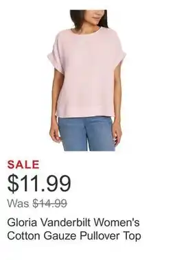Costco Gloria Vanderbilt Women's Cotton Gauze Pullover Top offer
