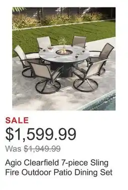 Costco Agio Clearfield 7-piece Sling Fire Outdoor Patio Dining Set offer