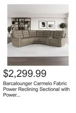 Costco Barcalounger Carmelo Fabric Power Reclining Sectional with Power Headrests offer