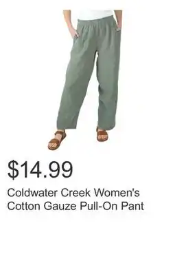 Costco Coldwater Creek Women's Cotton Gauze Pull-On Pant offer