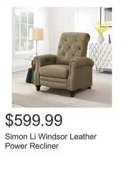 Costco Simon Li Windsor Leather Power Recliner offer