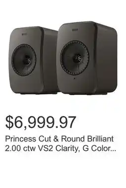 Costco Princess Cut & Round Brilliant 2.00 ctw VS2 Clarity, G Color Diamond Platinum Halo Ring offer