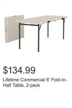 Costco Lifetime Commercial 6' Fold-in-Half Table, 2-pack offer