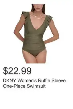 Costco DKNY Women's Ruffle Sleeve One-Piece Swimsuit offer