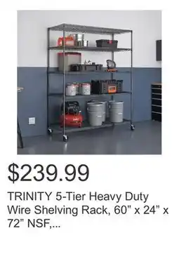 Costco TRINITY 5-Tier Heavy Duty Wire Shelving Rack, 60 x 24 x 72 NSF, Includes Wheels offer