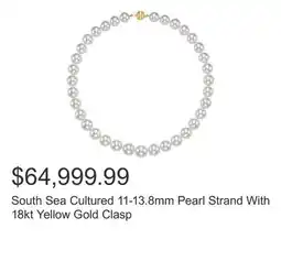 Costco South Sea Cultured 11-13.8mm Pearl Strand With 18kt Yellow Gold Clasp offer