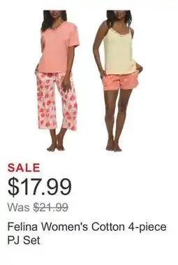 Costco Felina Women's Cotton 4-piece PJ Set offer