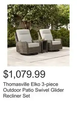 Costco Thomasville Elko 3-piece Outdoor Patio Swivel Glider Recliner Set offer