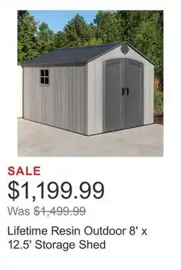 Costco Lifetime Resin Outdoor 8' x 12.5' Storage Shed offer