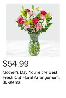 Costco Mother's Day You're the Best Fresh Cut Floral Arrangement, 30-stems offer