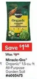 Lowe's Miracle gro organic 15-cu ft all purpose garden soil offer