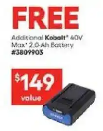 Lowe's Additional Kobalt 40V Max 2.0-Ah Battery offer