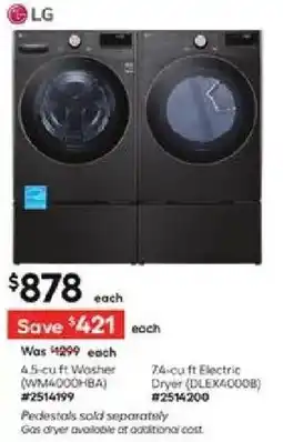 Lowe's 4.5 cu ft washer wm4000hba offer