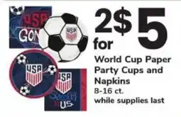 ACME World Cup Paper Party Cups and Napkins offer