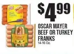 Extra Supermarket Oscar mayer beef or turkey franks offer