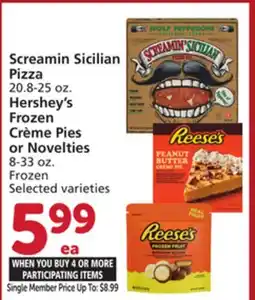 Vons Screamin Sicilian Pizza 20.8-25 oz. Hershey's Frozen Crème Pies or Novelties 8-33 oz offer