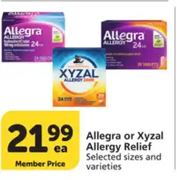 Vons Allegra or Xyzal Allergy Relief offer