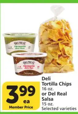 Vons Deli Tortilla Chips 16 oz. or Del Real Salsa 15 oz offer