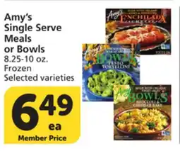 Albertsons Amy's Single Serve Meals or Bowls offer