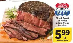 Vons Chuck Roast or Petite Sirloin Steak offer