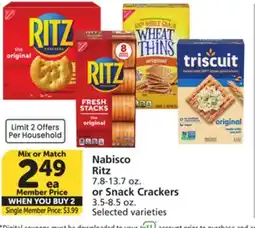 Albertsons Nabisco Ritz 7.8-13.7 oz. or Snack Crackers 3.5-8.5 oz offer