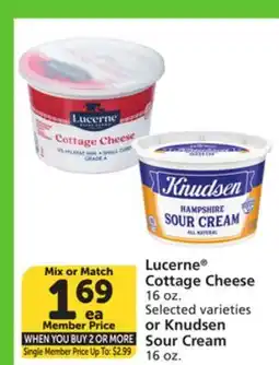 Vons Lucerne Cottage Cheese 16 oz. or Knudsen Sour Cream 16 oz offer