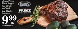 Pavilions USDA Prime Black Angus Top Sirloin or Chuck Eye Steaks offer