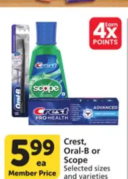 Pavilions Crest, Oral-B or Scope offer