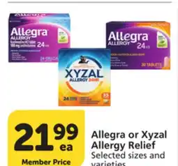 Pavilions Allegra or Xyzal Allergy Relief offer