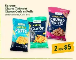 Sprouts Farmers Market Sprouts Churro Twists or Cheese Curls or Puffs offer
