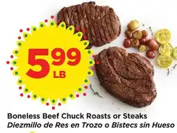Food 4 Less Boneless Beef Chuck Roasts or Steaks offer