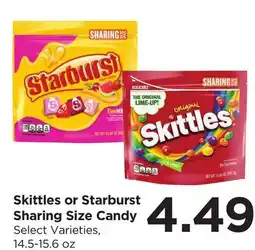 Food 4 Less Skittles or Starburst Sharing Size Candy offer