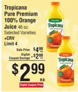Smart & Final Tropicana Pure Premium 100% Orange Juice offer