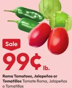 Stater Bros Roma Tomatoes, Jalapeños or Tomatillos offer