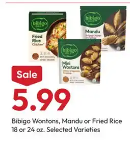 Stater Bros Bibigo Wontons, Mandu or Fried Rice offer