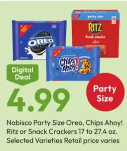 Stater Bros Nabisco Party Size Oreo, Chips Ahoy! Ritz or Snack Crackers offer