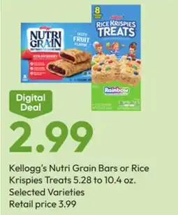 Stater Bros Kellogg's Nutri Grain Bars or Rice Krispies Treats offer