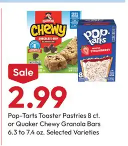 Stater Bros Pop-Tarts Toaster Pastries 8 ct. or Quaker Chewy Granola Bars 6.3 to 7.4 oz offer