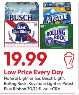 Stater Bros Natural Light or Ice, Busch Light, Rolling Rock, Keystone Light or Pabst Blue Ribbon offer