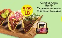 Fresh Thyme Certified Angus Beef Carne Asada or Ancho Chili Street Taco Meat offer