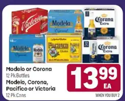 Tony’s Fresh Market Modelo or Corona 12 Pk Bottles Modelo, Corona, Pacifico or Victoria 12 Pk Cans offer