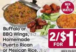 Tony’s Fresh Market Buffalo or BBQ Wings, 8 ct Homemade Puerto Rican or Mexican Rice, 28 oz offer