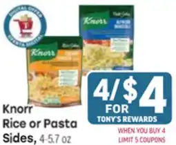 Tony’s Fresh Market Knorr Rice or Pasta Sides offer