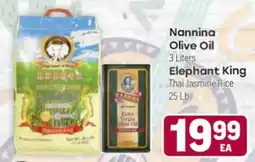 Tony’s Fresh Market Nannina Olive Oil 3 Liters Elephant King Thai Jasmine Rice 25 Lb offer