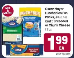 Tony’s Fresh Market Oscar Mayer Lunchables Fun Packs, 4.0-10.7 oz Kraft Shredded or Chunk Cheese 7 oz offer