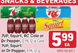 Tony’s Fresh Market 7UP, Squirt, RC Cola or Dr Pepper, 12 Pk, 12 oz Cans 7UP, Squirt or Dr Pepper, 8 Pk, 12 oz offer