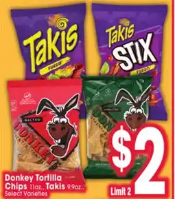 Jewel-Osco Donkey Tortilla Chips 11 oz., Takis offer